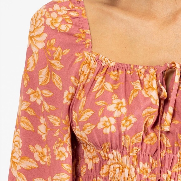 PAPER HEART Caitlyn Pink Floral Long Sleeve Midi Dress NWT - Picture 14 of 16